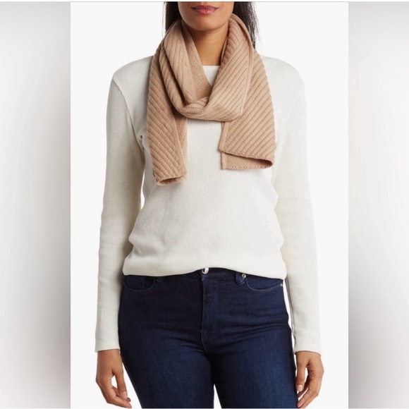 NWT AllSaints Traveling Rib Pattern Scarf in Cortina Beige - Picture 1 of 7